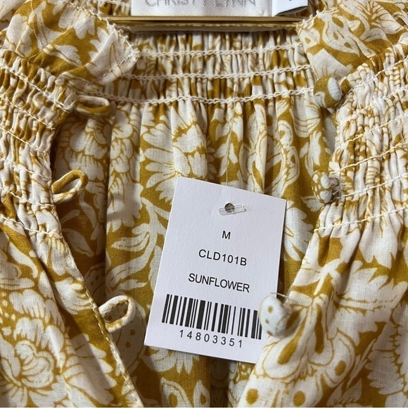 Christy Lynn | NWT Susie Dress Sunflower Popover Mini Dress Smocked Boho Size M - Picture 4 of 14
